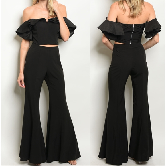 Pants - 2 piece black pant and top set